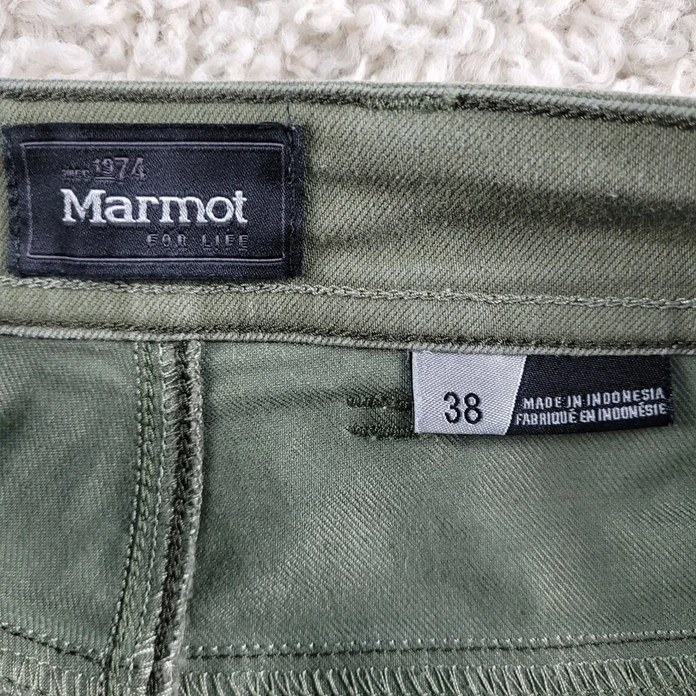 Marmot Pants Mens 38x32 Green Cotton Polyester Stretch Chino Straight Leg Casual